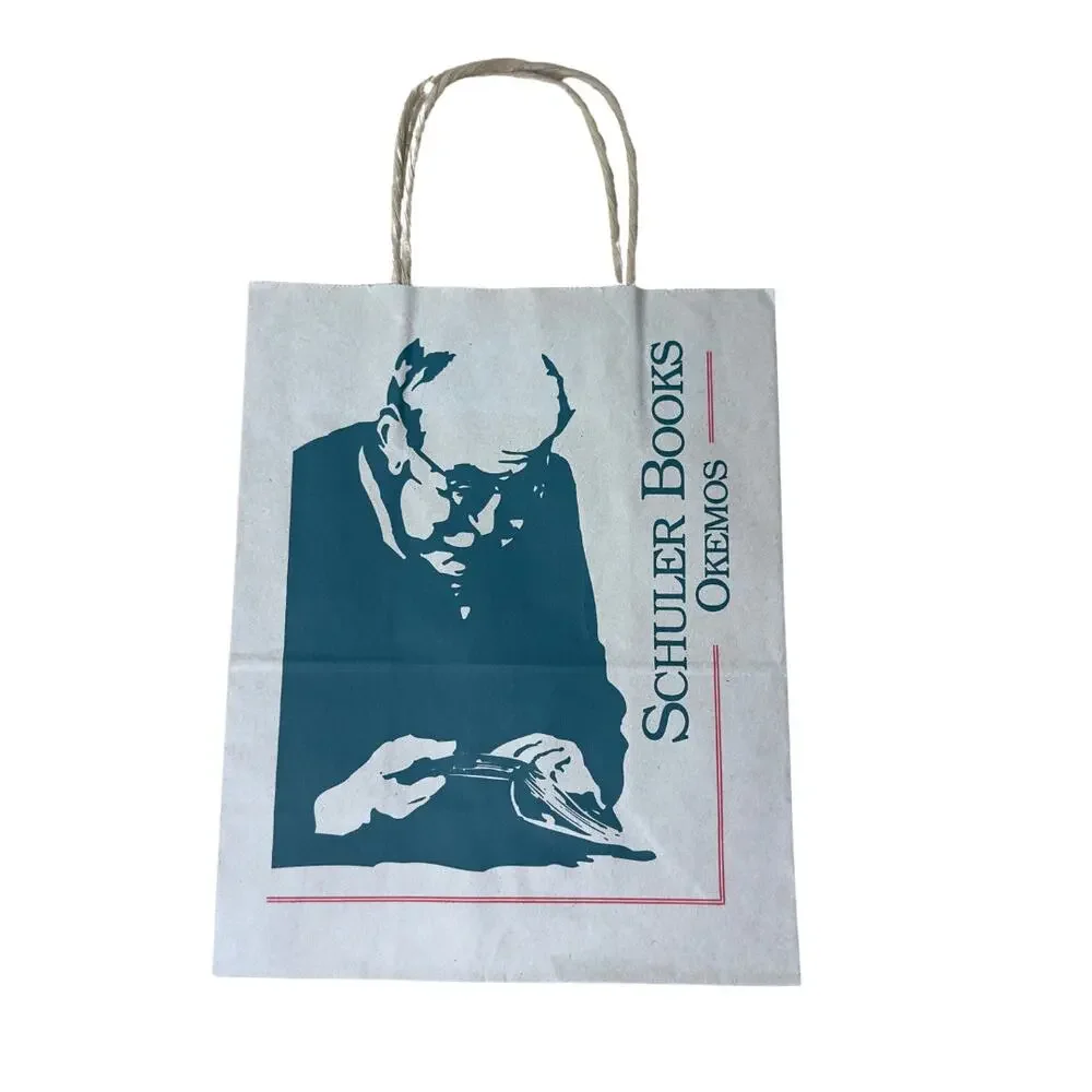 Vintage Schuler Books Okemos Michigan Shopping Gift Bag‎ Tote Paper Christmas